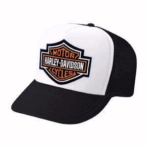 Harley-Davidson Curved Bill Embroidered Patch White Cap Hat - NEW Fast Ship